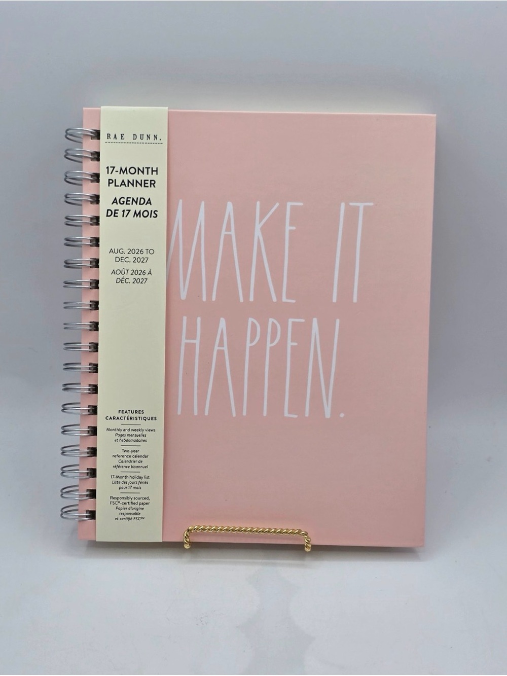 Rae Dunn Pink Planner - 17-Month Spiral Agenda